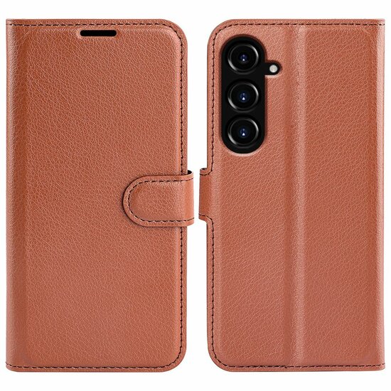 Samsung Galaxy S23 FE Hoesje, MobyDefend Kunstleren Wallet Book Case (Sluiting Voorkant), Bruin