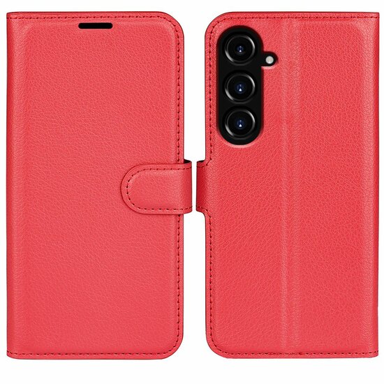 Samsung Galaxy S23 FE Hoesje, MobyDefend Kunstleren Wallet Book Case (Sluiting Voorkant), Rood