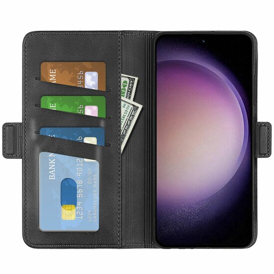 Samsung Galaxy S23 FE Hoesje, MobyDefend Luxe Wallet Book Case (Sluiting Zijkant), Zwart