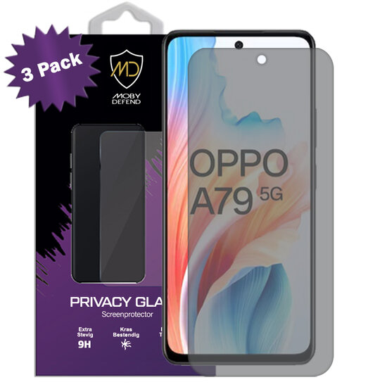 3-Pack MobyDefend Oppo A79 Screenprotectors - Matte Privacy Glass Screensavers