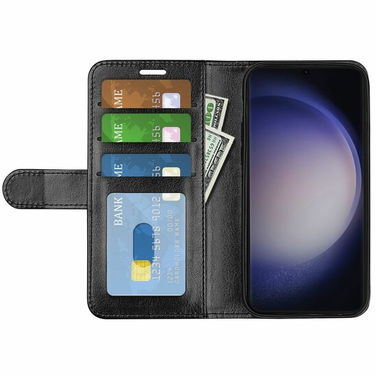 Samsung Galaxy S24 Ultra Hoesje, MobyDefend Wallet Book Case (Sluiting Achterkant), Zwart