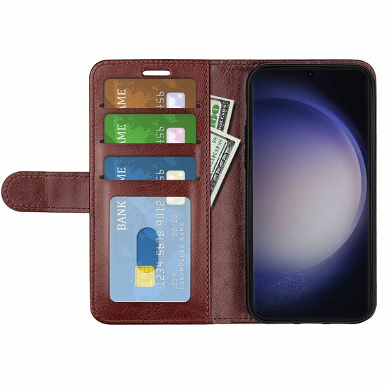 Samsung Galaxy S24 Ultra Hoesje, MobyDefend Wallet Book Case (Sluiting Achterkant), Bruin