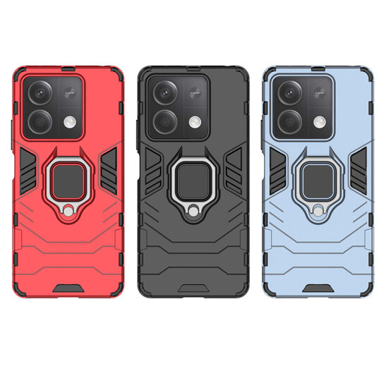 Xiaomi Redmi Note 13 5G Hoesje - MobyDefend Dubbelgelaagde Pantsercase Met Standaard - Zwart