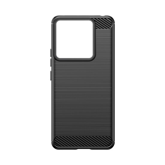 Xiaomi Redmi Note 13 Pro 5G Hoesje, MobyDefend TPU Gelcase, Geborsteld Metaal + Carbonlook, Zwart