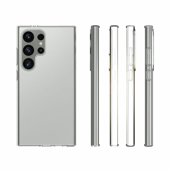 Samsung Galaxy S24 Ultra Hoesje, MobyDefend Transparante TPU Gelcase, Volledig Doorzichtig