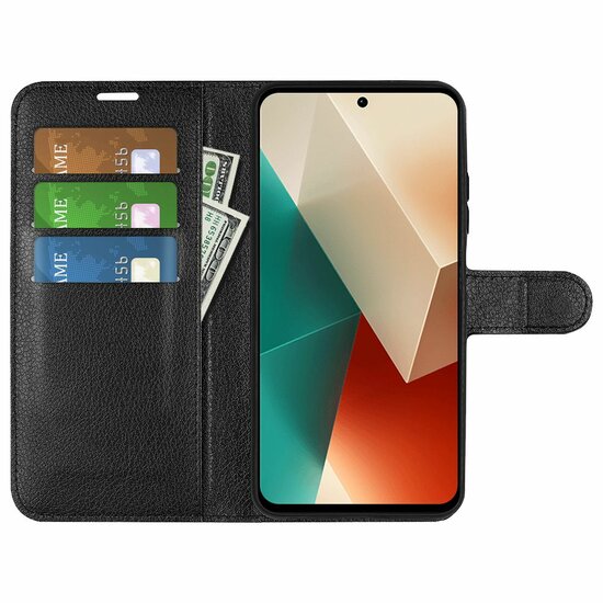 Xiaomi Redmi Note 13 5G Hoesje, MobyDefend Kunstleren Wallet Book Case (Sluiting Voorkant), Zwart
