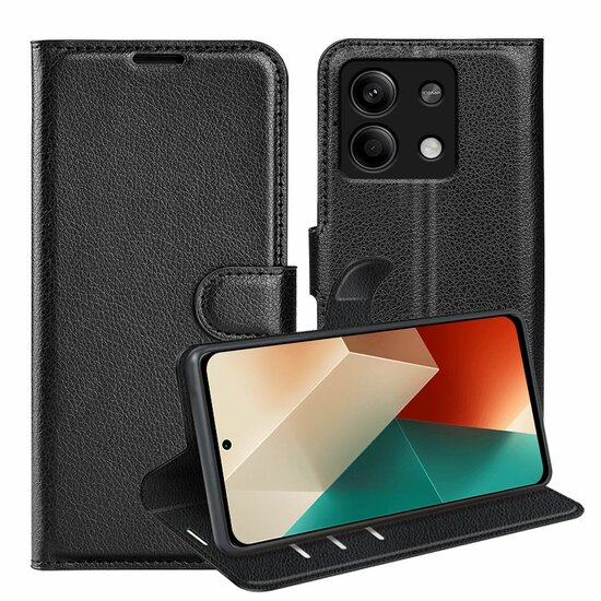 Xiaomi Redmi Note 13 5G Hoesje - MobyDefend Kunstleren Wallet Book Case (Sluiting Voorkant) - Zwart