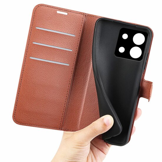 Xiaomi Redmi Note 13 5G Hoesje, MobyDefend Kunstleren Wallet Book Case (Sluiting Voorkant), Bruin