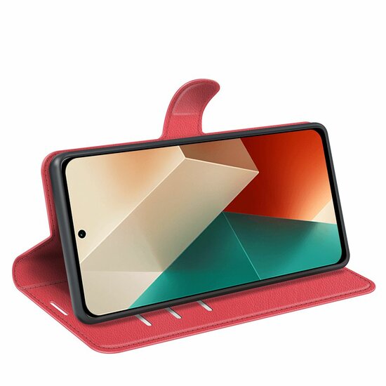 Xiaomi Redmi Note 13 5G Hoesje - MobyDefend Kunstleren Wallet Book Case (Sluiting Voorkant) - Rood