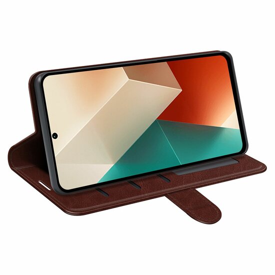 Xiaomi Redmi Note 13 5G Hoesje - MobyDefend Wallet Book Case (Sluiting Achterkant) - Bruin