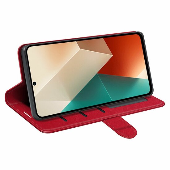 Xiaomi Redmi Note 13 5G Hoesje - MobyDefend Wallet Book Case (Sluiting Achterkant) - Rood