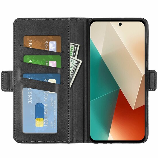 Xiaomi Redmi Note 13 5G Hoesje, MobyDefend Luxe Wallet Book Case (Sluiting Zijkant), Zwart