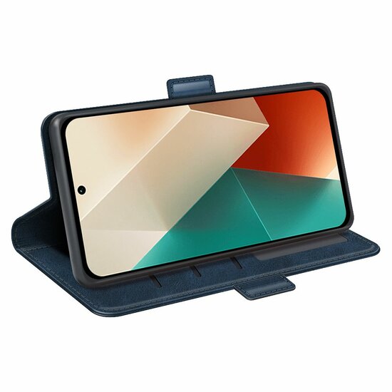 Xiaomi Redmi Note 13 5G Hoesje - MobyDefend Luxe Wallet Book Case (Sluiting Zijkant) - Blauw