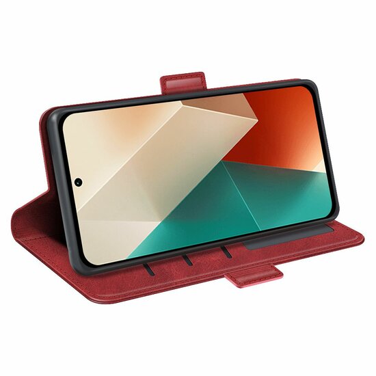 Xiaomi Redmi Note 13 5G Hoesje - MobyDefend Luxe Wallet Book Case (Sluiting Zijkant) - Rood