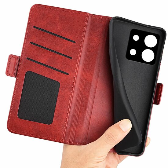 Xiaomi Redmi Note 13 5G Hoesje - MobyDefend Luxe Wallet Book Case (Sluiting Zijkant) - Rood