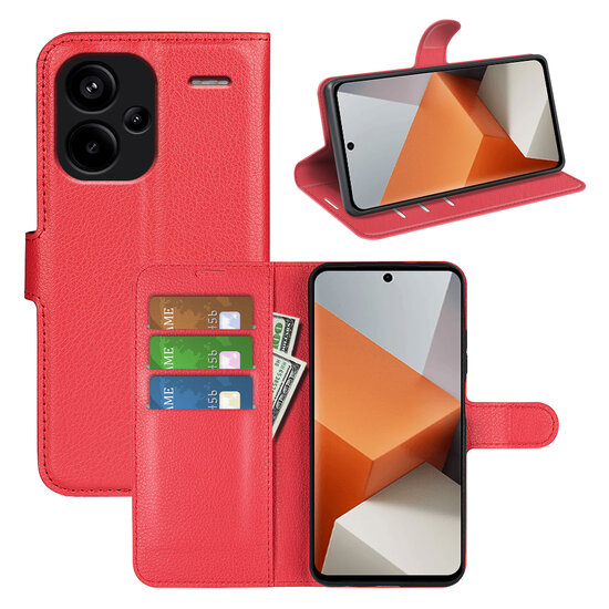 Xiaomi Redmi Note 13 Pro Plus Hoesje, MobyDefend Kunstleren Wallet Book Case (Sluiting Voorkant), Rood