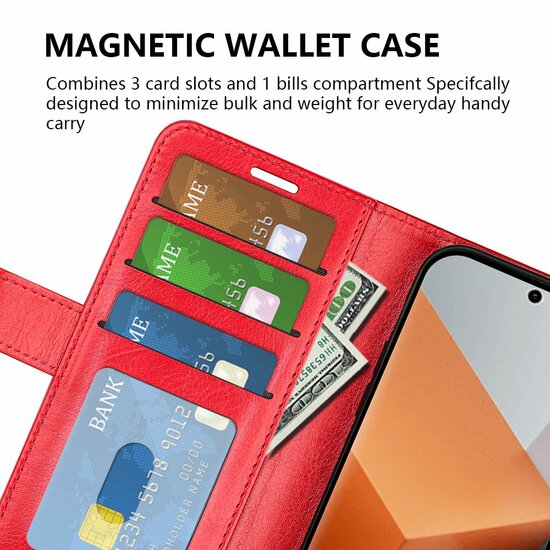 Xiaomi Redmi Note 13 Pro Plus Hoesje, MobyDefend Wallet Book Case (Sluiting Achterkant), Bruin