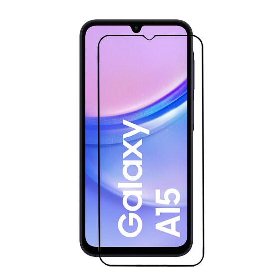 2-Pack Samsung Galaxy A15 Screenprotectors - MobyDefend Screensavers Met Zwarte Randen - Gehard Glas