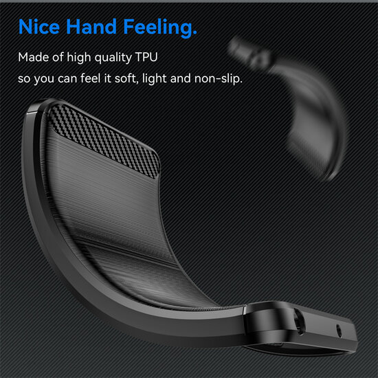 Xiaomi 14 Hoesje - MobyDefend TPU Backcover - Geborstelde Metaal &amp; Carbon-Look - Zwart