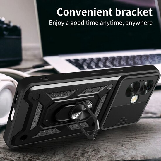 Oppo A79 / OnePlus Nord N30 SE Hoesje - MobyDefend Pantsercase Met Draaibare Ring - Ros&eacute;