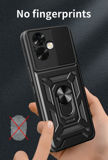 Oppo A79 / OnePlus Nord N30 SE Hoesje, MobyDefend Pantsercase Met Draaibare Ring, Ros&eacute;