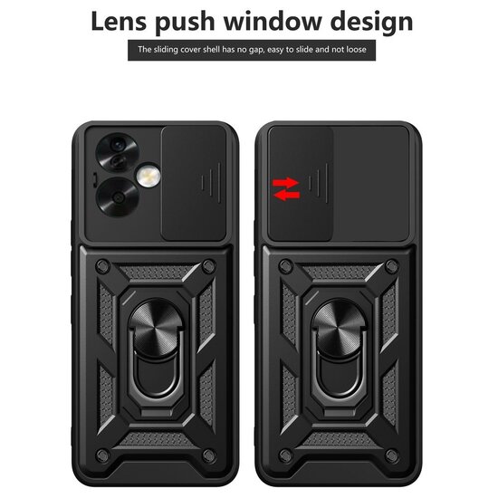 Oppo A79 / OnePlus Nord N30 SE Hoesje - MobyDefend Pantsercase Met Draaibare Ring - Ros&eacute;