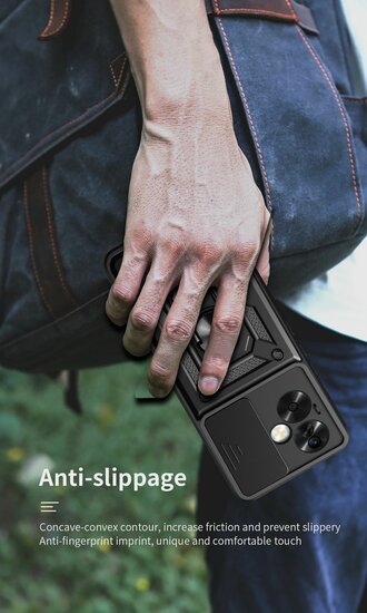 Oppo A79 / OnePlus Nord N30 SE Hoesje - MobyDefend Pantsercase Met Draaibare Ring - Blauw