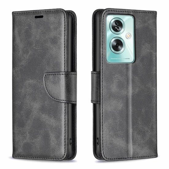 Oppo A79 / OnePlus Nord N30 SE Hoesje, MobyDefend Wallet Book Case Met Koord, Zwart