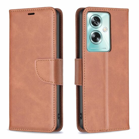 Oppo A79 / OnePlus Nord N30 SE Hoesje, MobyDefend Wallet Book Case Met Koord, Bruin