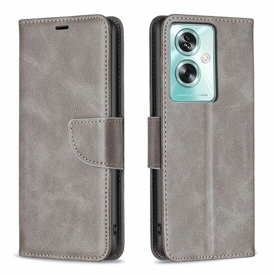 Oppo A79 / OnePlus Nord N30 SE Hoesje, MobyDefend Wallet Book Case Met Koord, Grijs