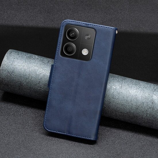 Xiaomi Redmi Note 13 4G Hoesje, MobyDefend Wallet Book Case Met Koord, Blauw