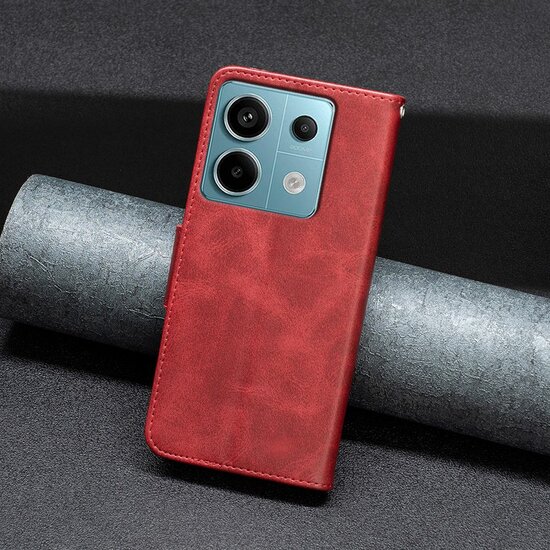 Xiaomi Redmi Note 13 Pro 4G Hoesje - MobyDefend Wallet Book Case Met Koord - Rood