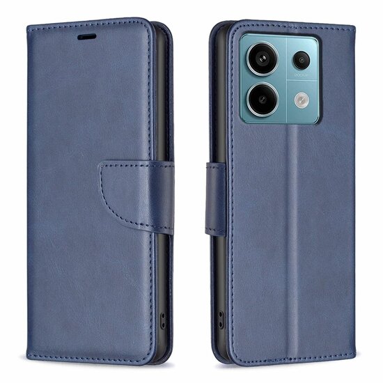 Xiaomi Redmi Note 13 Pro 4G Hoesje, MobyDefend Wallet Book Case Met Koord, Blauw