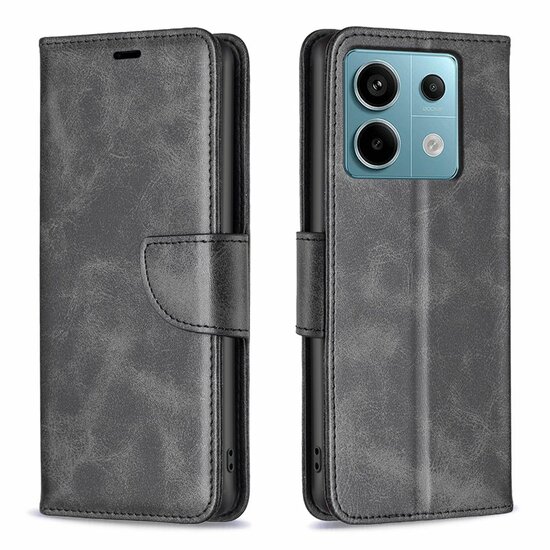 Xiaomi Redmi Note 13 Pro 4G Hoesje, MobyDefend Wallet Book Case Met Koord, Zwart