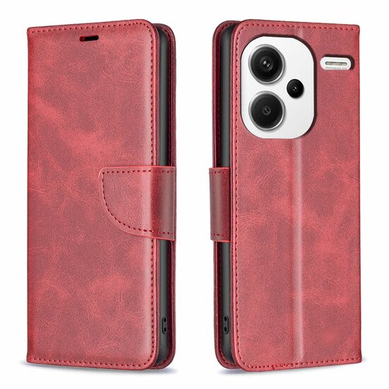 Xiaomi Redmi Note 13 Pro Plus Hoesje, MobyDefend Wallet Book Case Met Koord, Rood