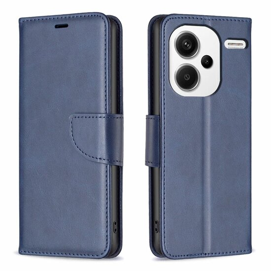 Xiaomi Redmi Note 13 Pro Plus Hoesje, MobyDefend Wallet Book Case Met Koord, Blauw