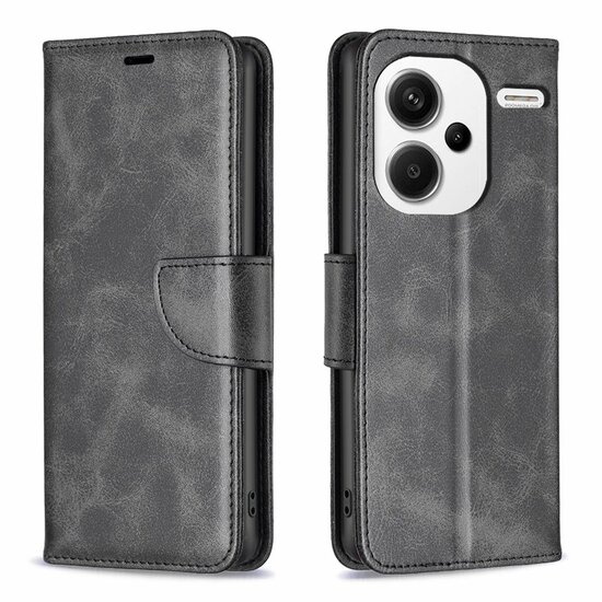 Xiaomi Redmi Note 13 Pro Plus Hoesje, MobyDefend Wallet Book Case Met Koord, Zwart