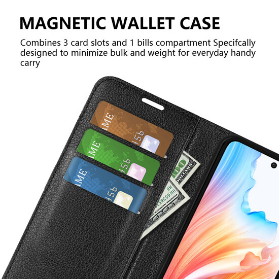 Oppo A79 / OnePlus Nord N30 SE Hoesje, MobyDefend Kunstleren Wallet Book Case (Sluiting Voorkant), Zwart