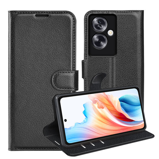 Oppo A79 / OnePlus Nord N30 SE Hoesje, MobyDefend Kunstleren Wallet Book Case (Sluiting Voorkant), Zwart