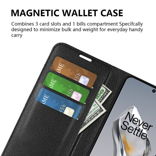 OnePlus 12 Hoesje, MobyDefend Kunstleren Wallet Book Case (Sluiting Voorkant), Zwart