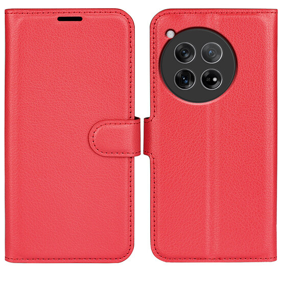 OnePlus 12 Hoesje, MobyDefend Kunstleren Wallet Book Case (Sluiting Voorkant), Rood