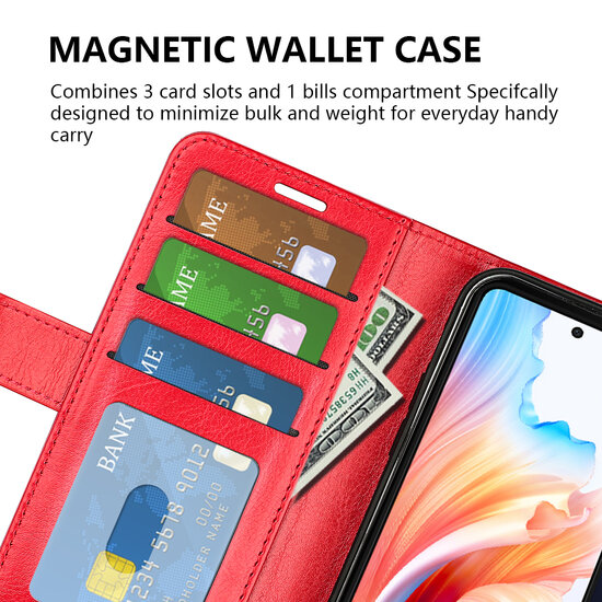 Oppo A79 / OnePlus Nord N30 SE Hoesje, MobyDefend Wallet Book Case (Sluiting Achterkant), Rood