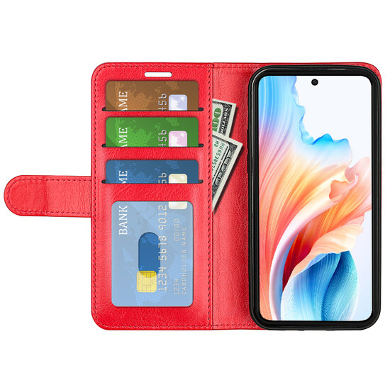 Oppo A79 / OnePlus Nord N30 SE Hoesje, MobyDefend Wallet Book Case (Sluiting Achterkant), Rood