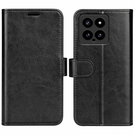 Xiaomi 14 Hoesje, MobyDefend Wallet Book Case (Sluiting Achterkant), Zwart