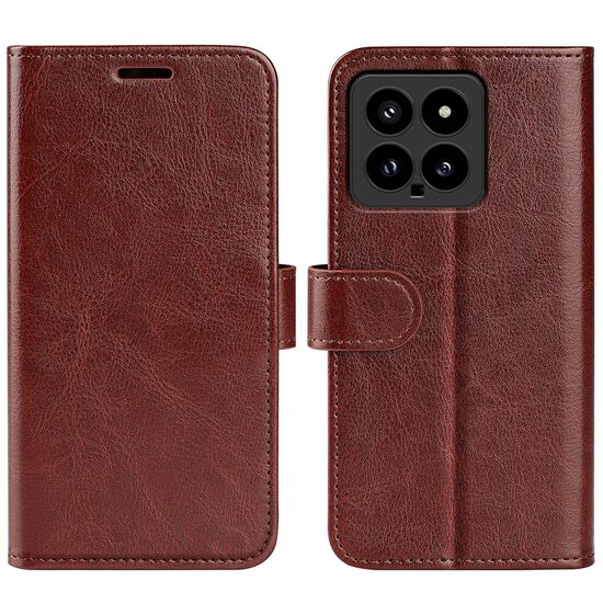 Xiaomi 14 Hoesje, MobyDefend Wallet Book Case (Sluiting Achterkant), Bruin