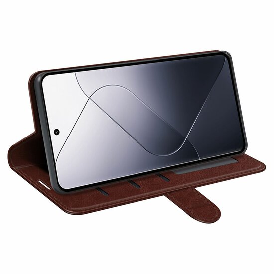 Xiaomi 14 Hoesje - MobyDefend Wallet Book Case (Sluiting Achterkant) - Bruin