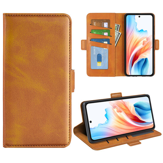 Oppo A79 / OnePlus Nord N30 SE Hoesje - MobyDefend Luxe Wallet Book Case (Sluiting Zijkant) - Lichtbruin