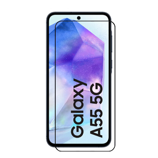 3-Pack Samsung Galaxy A55 Screenprotectors - MobyDefend Screensavers Met Zwarte Randen - Gehard Glas 