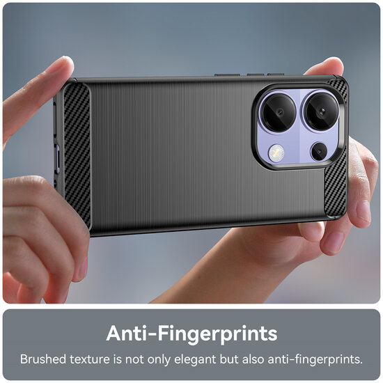 Xiaomi Redmi Note 13 Pro 4G Hoesje - MobyDefend TPU Backcover - Geborstelde Metaal &amp; Carbon-Look - Blauw