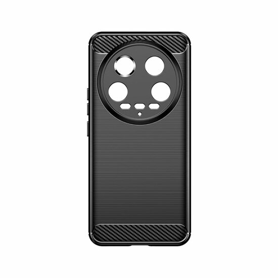 Xiaomi 14 Ultra Hoesje - MobyDefend TPU Backcover - Geborstelde Metaal &amp; Carbon-Look - Zwart